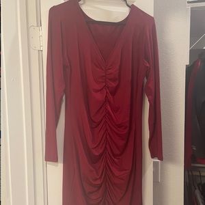 Long sleeve burgundy dress